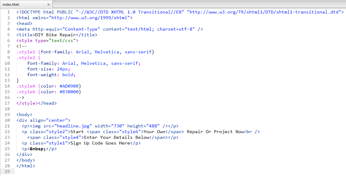 28 lines of code is a website... barely!